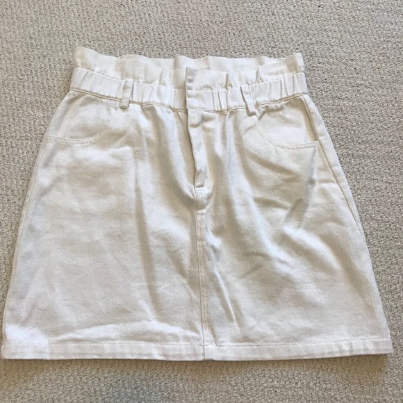 NEW White Cotton High-Waist Mini Skirt - Picture 1 of 5